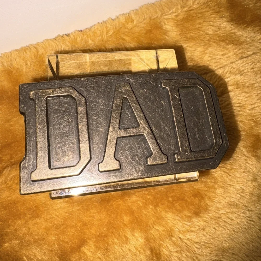 Vintage DAD‎ Belt Buckle 3x2 Metal Raised Letters Fits 1.5